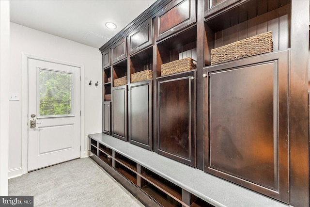926 Kenmara Dr, West Chester, PA 19380 - mudroom featuring light carpet and baseboards