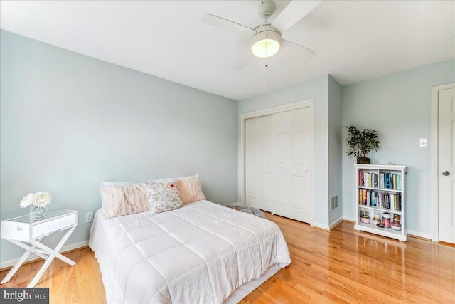 926 Kenmara Dr, West Chester, PA 19380 - bedroom featuring wood finished floors, a closet, and a ceiling fan