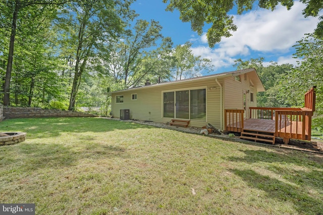 7826 Glenister Dr, Springfield, VA 22152 - rear view of property featuring a deck and a lawn
