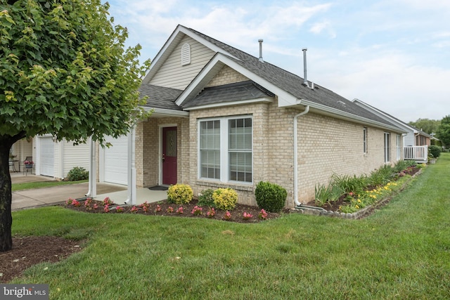 1826 Kershaw Ln, Winchester, VA 22601 - ranch-style house featuring brick siding, a shingled roof, driveway, and a front yard