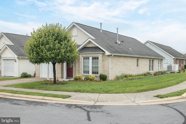 1826 Kershaw Ln, Winchester, VA 22601 - view of front facade featuring brick siding, driveway, roof with shingles, and a front lawn