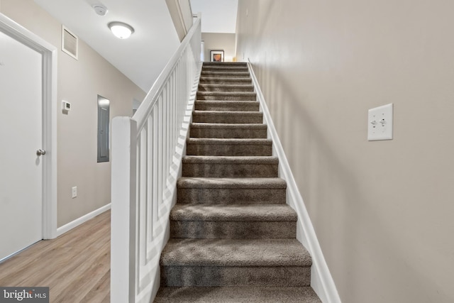 65 Petersburg Ln, Duncannon, PA 17020 - staircase featuring electric panel and wood finished floors