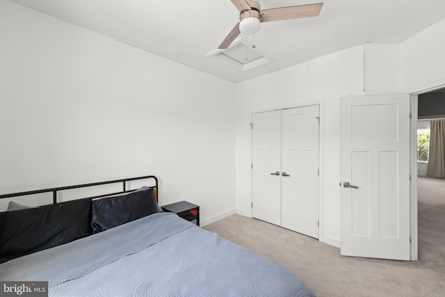 135 Burkwood Ter, Lake Frederick, VA 22630 - bedroom with carpet floors, a closet, ceiling fan, and attic access