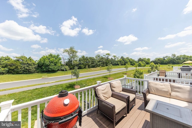 135 Burkwood Ter, Lake Frederick, VA 22630 - wooden deck featuring view of wooded area and a yard