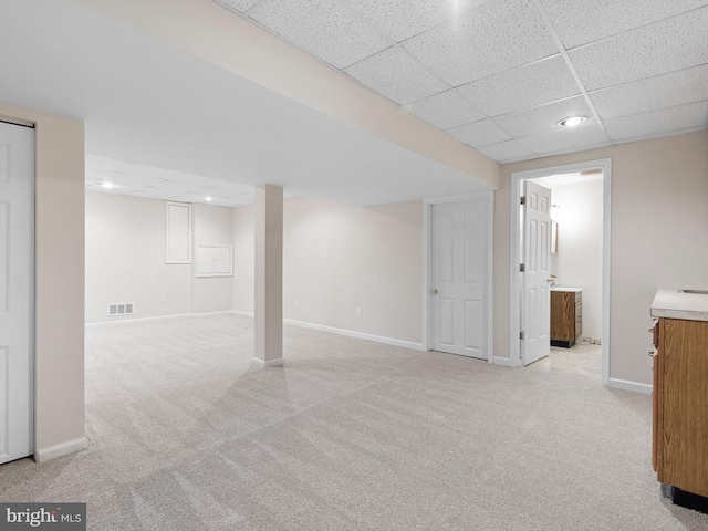 8 Taylors Farm Dr, Newark, DE 19711 - finished below grade area featuring a drop ceiling, light carpet, and recessed lighting