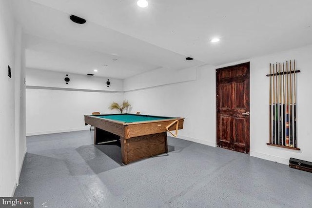 30 Homestead Dr, Pemberton, NJ 08068 - rec room with billiards, recessed lighting, and speckled floor