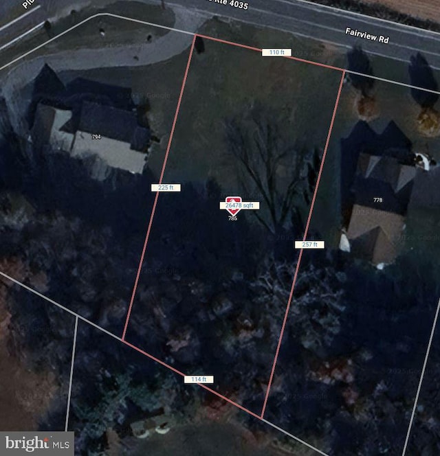 786 Fairview Rd, Mount Joy, PA 17552 - aerial map of property and surrounding area with property parcel outlined