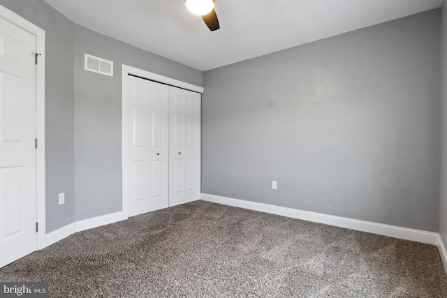 355 Old Stone Way, York, PA 17406 - unfurnished bedroom with carpet flooring, a closet, and ceiling fan