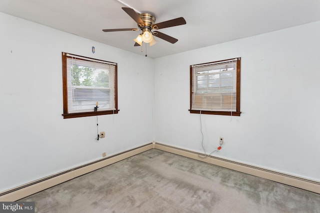 150 Coolidge Ave, Lawrence Township, NJ 08648 - carpeted empty room with ceiling fan and a baseboard heating unit