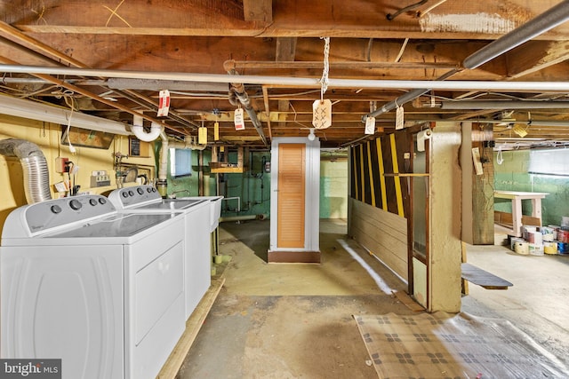 150 Coolidge Ave, Lawrence Township, NJ 08648 - unfinished basement with washer and dryer and a sink
