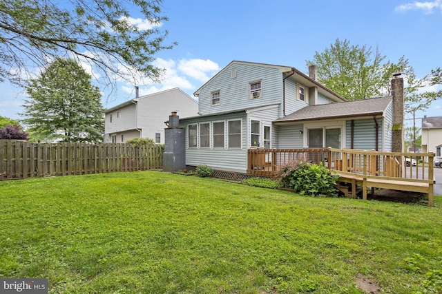 150 Coolidge Ave, Lawrence Township, NJ 08648 - rear view of property with a chimney and a deck