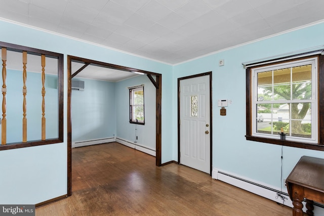 150 Coolidge Ave, Lawrence Township, NJ 08648 - foyer entrance featuring baseboard heating, crown molding, and wood finished floors