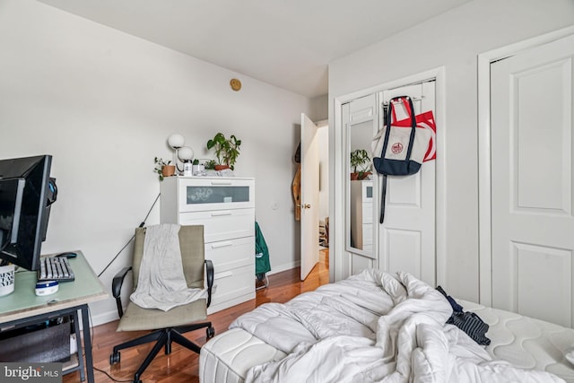 1917 Spring Garden St, Philadelphia, PA 19130 - bedroom featuring an office area, a closet, and wood finished floors