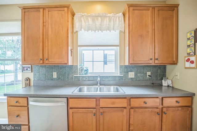 3132 Arbour Green Ct, Hatfield, PA 19440 - kitchen featuring white dishwasher, decorative backsplash, and healthy amount of natural light