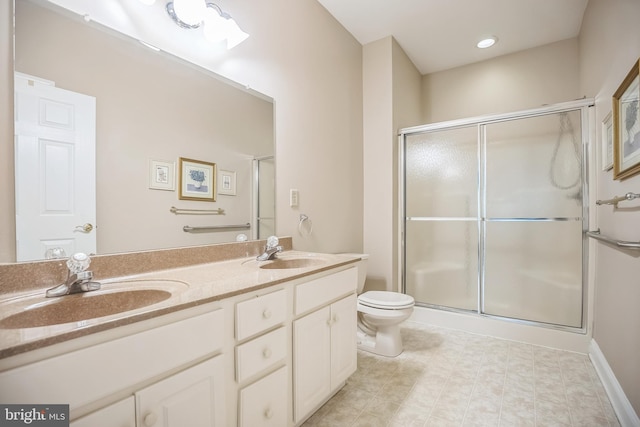 3132 Arbour Green Ct, Hatfield, PA 19440 - full bathroom featuring double vanity, a shower with door, and tile patterned floors