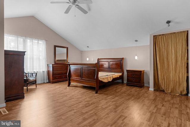 2109 Sturbridge Cmn, Holland, PA 18966 - bedroom with light wood-style flooring, vaulted ceiling, and a ceiling fan