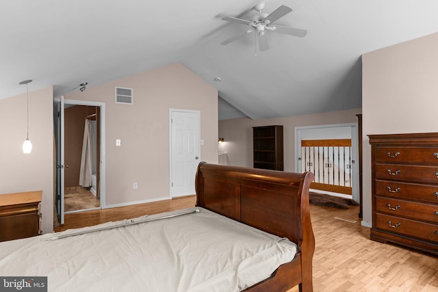 2109 Sturbridge Cmn, Holland, PA 18966 - bedroom with light wood finished floors, vaulted ceiling, and a ceiling fan