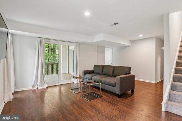 705 Westtown Cir Unit 705, West Chester, PA 19382 - living room with stairs, wood finished floors, and recessed lighting