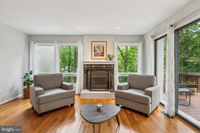 705 Westtown Cir Unit 705, West Chester, PA 19382 - living room with a fireplace, healthy amount of natural light, wood finished floors, and recessed lighting