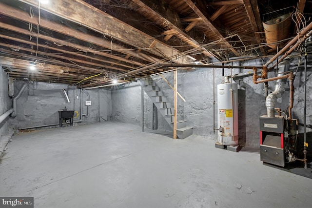 5852 Crittenden St, Philadelphia, PA 19138 - unfinished below grade area featuring water heater and stairs