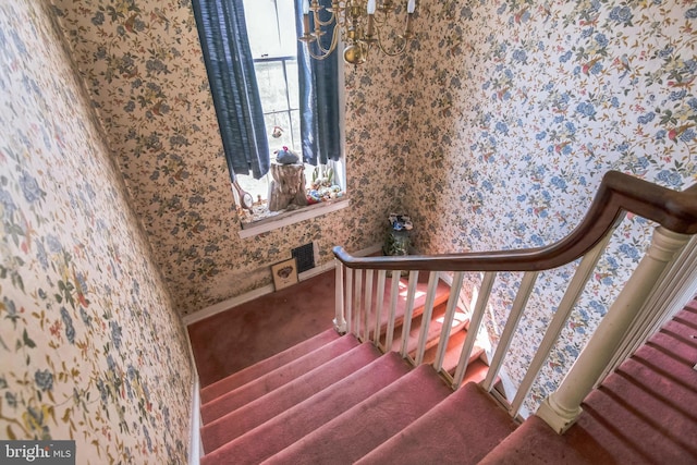 2622 Butler Pike, Plymouth Meeting, PA 19462 - stairs with wallpapered walls and carpet floors