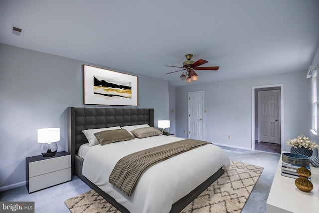 9708 S Park Cir, Fairfax Station, VA 22039 - bedroom featuring light colored carpet, ceiling fan, and a closet