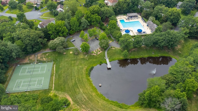 9708 S Park Cir, Fairfax Station, VA 22039 - aerial view of property's location with a pool and a nearby body of water