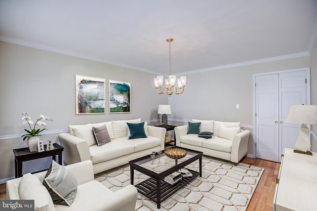 9708 S Park Cir, Fairfax Station, VA 22039 - living room featuring light wood-style flooring, crown molding, and a chandelier