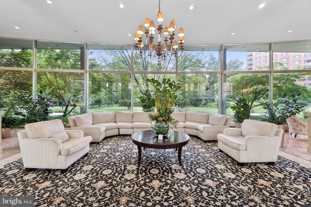 4201 Cathedral Ave NW Unit 122E, Washington, DC 20016 - sunroom with a chandelier