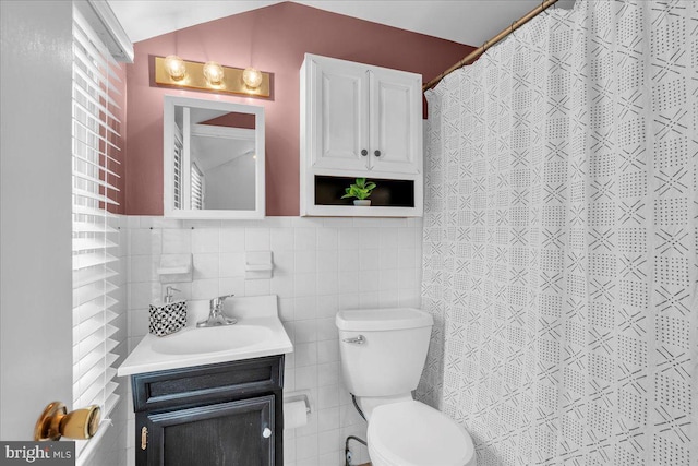 1752 Lark Ln, Cherry Hill, NJ 08003 - full bathroom with vanity, tile walls, a shower with curtain, and a wainscoted wall