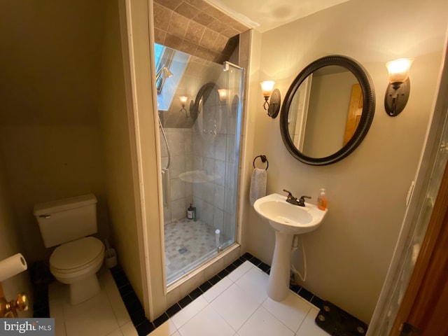 390 Summer Hill Rd, Schuylkill Haven, PA 17972 - bathroom with a shower stall and tile patterned floors