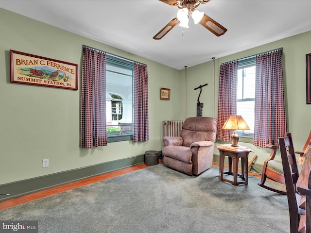 1989 Fair Rd, Schuylkill Haven, PA 17972 - living area featuring a ceiling fan and wood finished floors