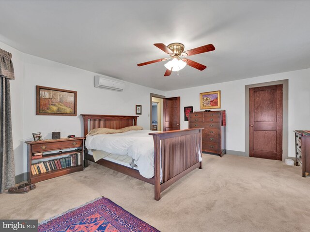 1989 Fair Rd, Schuylkill Haven, PA 17972 - carpeted bedroom featuring a wall mounted air conditioner and ceiling fan