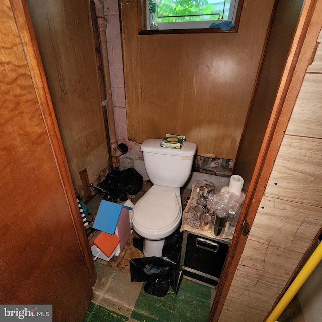 5508 Mayview Ave, Baltimore, MD 21206 - bathroom featuring toilet and wooden walls