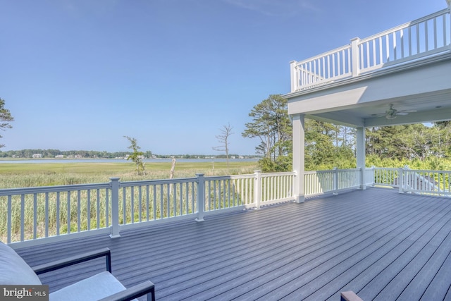 22261 Waterview Rd, Lewes, DE 19958 - deck featuring ceiling fan and a water view