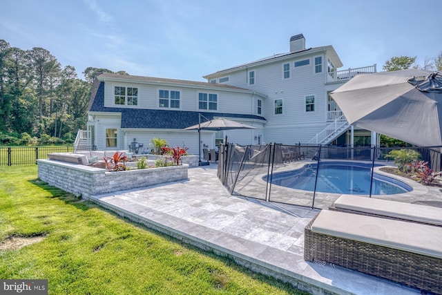 22261 Waterview Rd, Lewes, DE 19958 - view of swimming pool with stairway, a fenced backyard, and a patio area