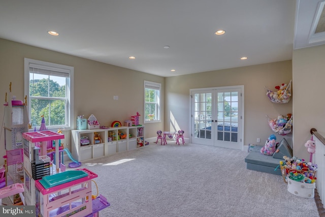 22261 Waterview Rd, Lewes, DE 19958 - game room with recessed lighting, carpet, and french doors