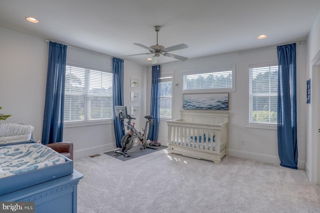22261 Waterview Rd, Lewes, DE 19958 - carpeted bedroom with recessed lighting and ceiling fan