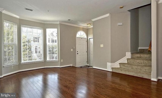 20 Harbour Heights Dr Unit 20, Annapolis, MD 21401 - foyer entrance with wood finished floors, plenty of natural light, stairway, and crown molding