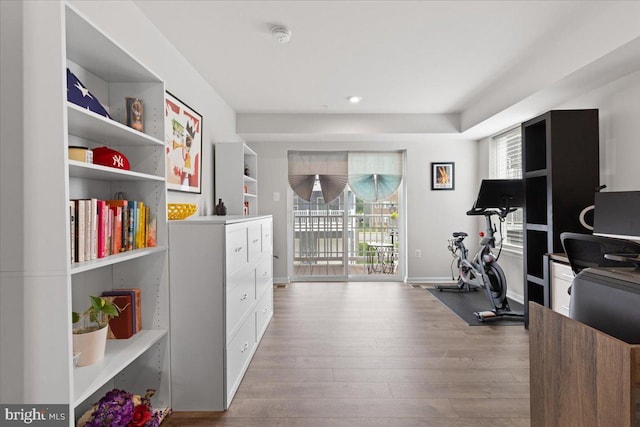 10544 Sally Ride Ln, Lanham, MD 20706 - workout room featuring wood-type flooring