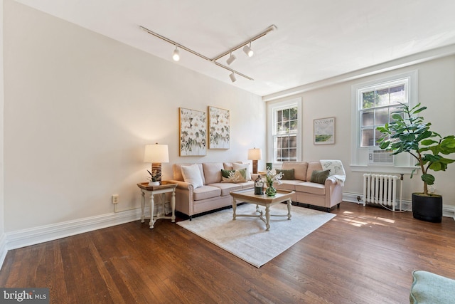 1623 Lanier Pl NW Unit 202, Washington, DC 20009 - living room with radiator, rail lighting, and wood finished floors