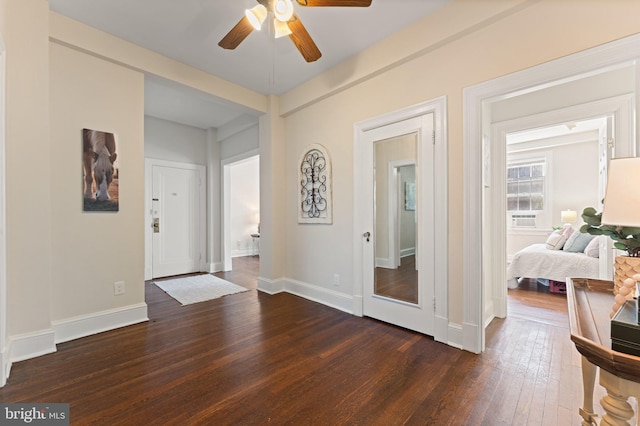 1623 Lanier Pl NW Unit 202, Washington, DC 20009 - empty room featuring dark wood-style flooring and a ceiling fan