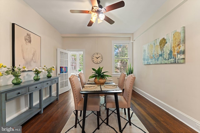 1623 Lanier Pl NW Unit 202, Washington, DC 20009 - dining area with dark wood-type flooring and ceiling fan