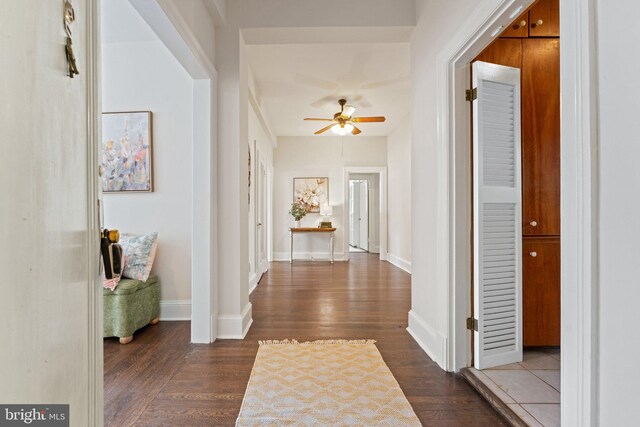 1623 Lanier Pl NW Unit 202, Washington, DC 20009 - hallway featuring dark wood-type flooring and baseboards