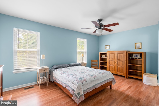 18275 Rolling Meadow Way, Olney, MD 20832 - bedroom with light wood-style flooring and a ceiling fan