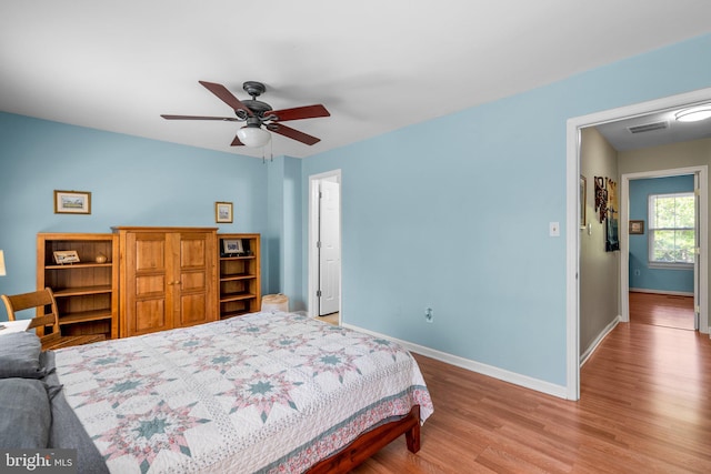 18275 Rolling Meadow Way, Olney, MD 20832 - bedroom with light wood-style floors and ceiling fan