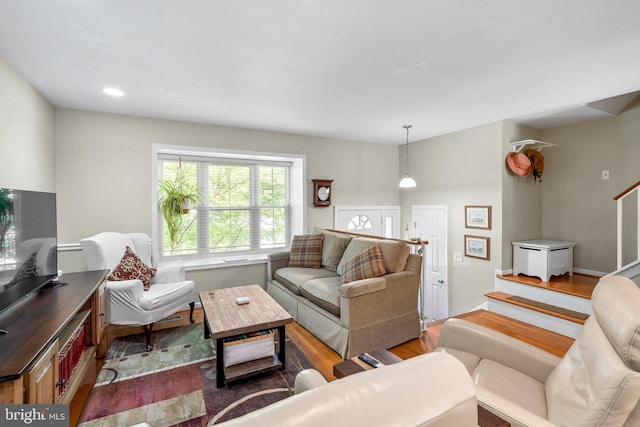 18275 Rolling Meadow Way, Olney, MD 20832 - living area with stairs and wood finished floors