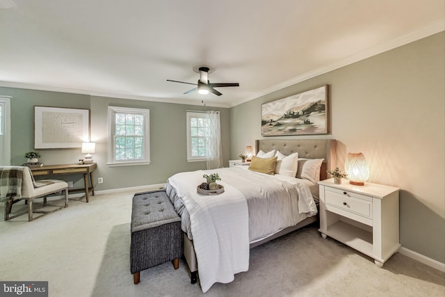 6536 Little Ox Rd, Fairfax Station, VA 22039 - bedroom with light carpet, crown molding, and a ceiling fan