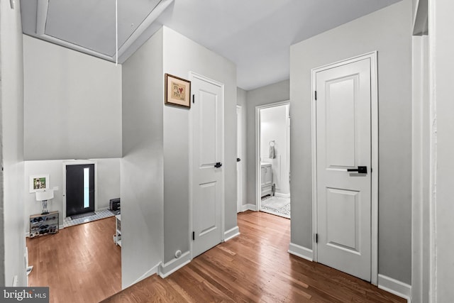 202 Cranford Rd, Cherry Hill, NJ 08003 - corridor featuring wood finished floors and attic access