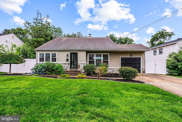 202 Cranford Rd, Cherry Hill, NJ 08003 - ranch-style house with an attached garage, driveway, stone siding, and a chimney